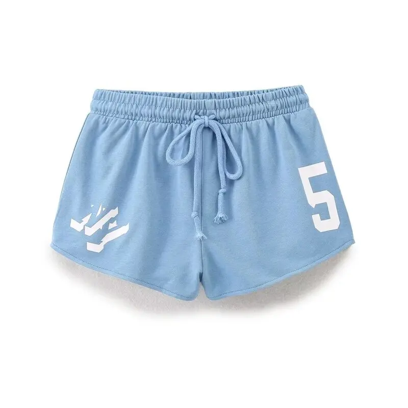 Sommer 2024, vielseitiger Briefdruck für Damen, lässig, gestrickt, hohe Taille, dünnes Material, All-Match-Sommer-Neuankömmling