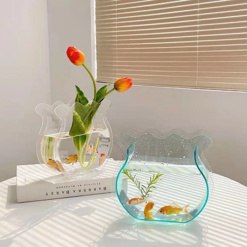 Transparent Acrylic Fish Tank Vase, High-value Flower Arrangement, Water Ornaments, Living Room Can Not Be Broken