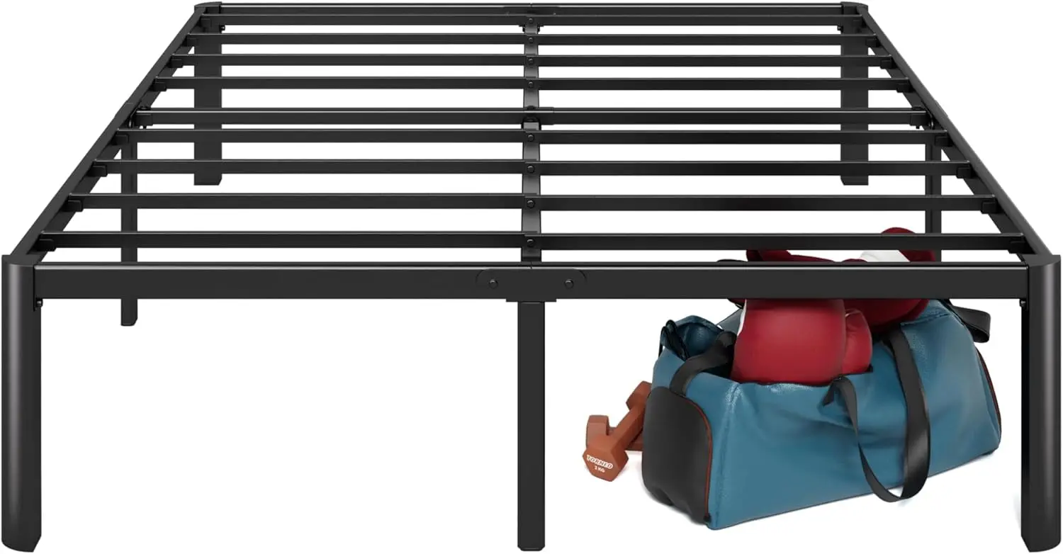 

16 Inch Full Metal Platform Bed, Steel Slat Support, No Box Spring Needed, Eco-Friendly Packaging, Easy Assembly, Black
