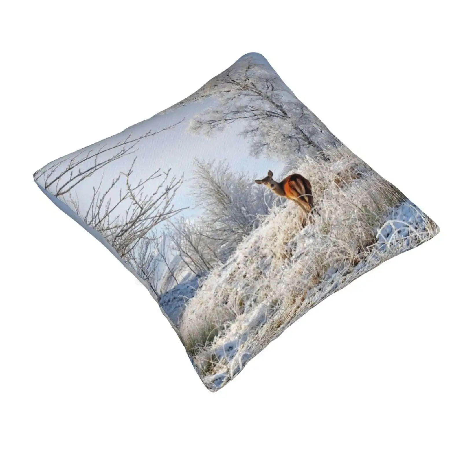 Glen Shiel Misty Winter Deer Funny Cute Decor Square Pillowcase Glen Shiel Winter Snowy Landscape Scotland Scottish Landscape