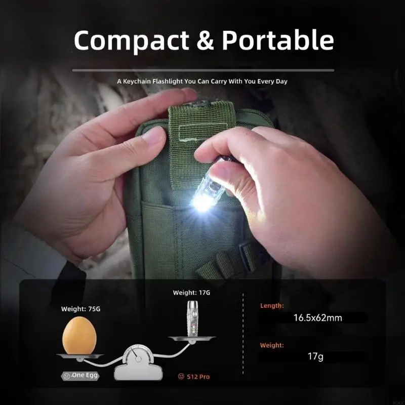 

Bright 750Lumens Keychain Flashlight With USB Rechargeable Battery Ultraviolets Detection For Outdoor 896C