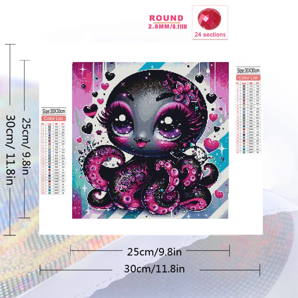 Evershine New Arrival 5D Diamond Painting Octopus Diamond Mosaic Animal Full Round Drill Picture Rhinestones Home Decor