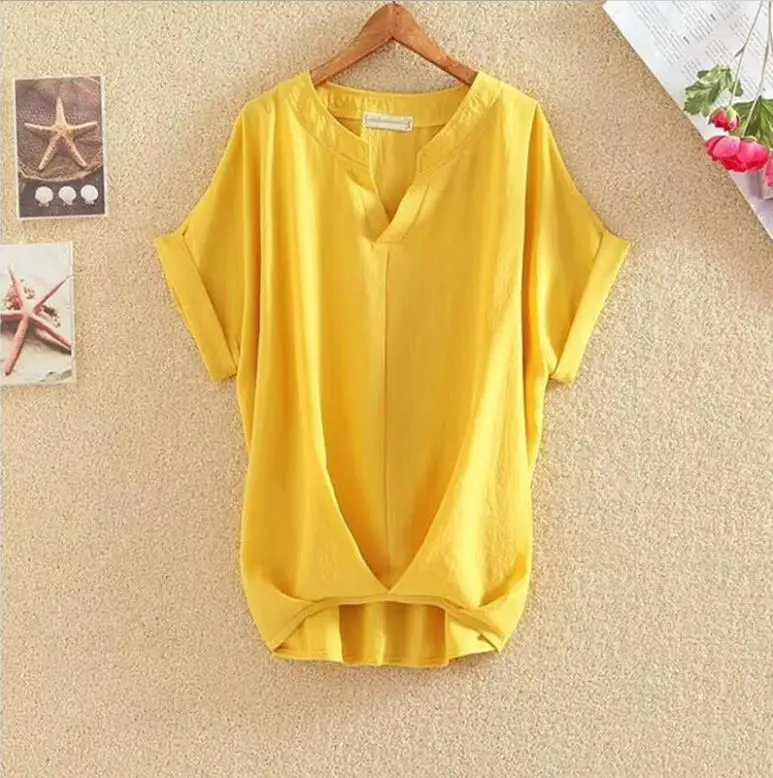 Nueva moda coreana japonesa Primavera Verano mujer Color sólido suelta moda pantalón corto Casual manga cuello pico camisas de gasa Tops femeninos