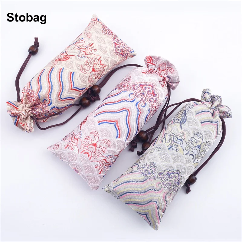 

StoBag 50pcs Wholesale Long Cotton Drawstring Bag Gift Jewelry Package Storage Bundle Pocket Reusable Pouch Portable Dustproof