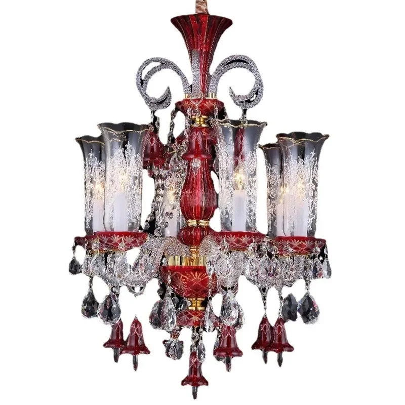 European Crystal Chandelier for Living Room Bedroom Dining Hotel Villa American Style Lighting Fixture Atmosphere Decor