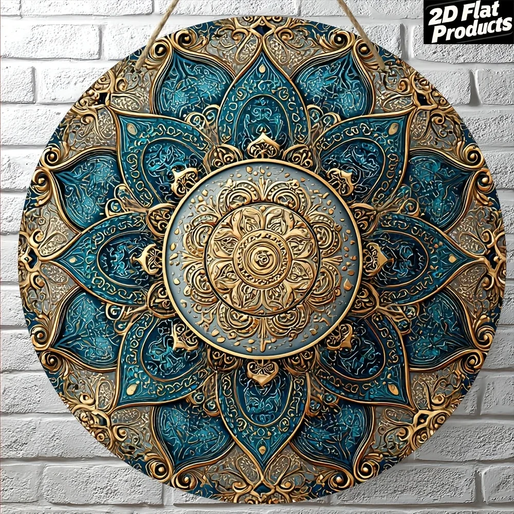 CIFBUY Vintage Boho Mandala Pattern Aluminum Wall Art Waterproof Wear Resistant Decor for Living Room Bar Cafe Office Bedroom Ho