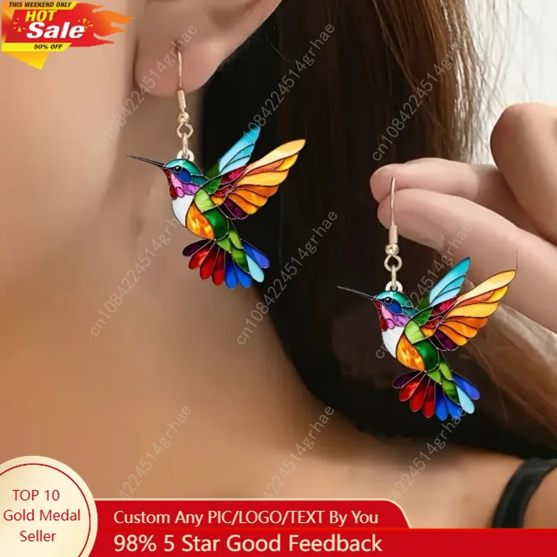 

Colorful Hummingbird Stud Earrings for Women Fashion Cute Animal Dangle Earring Statement Jewelry Gifts