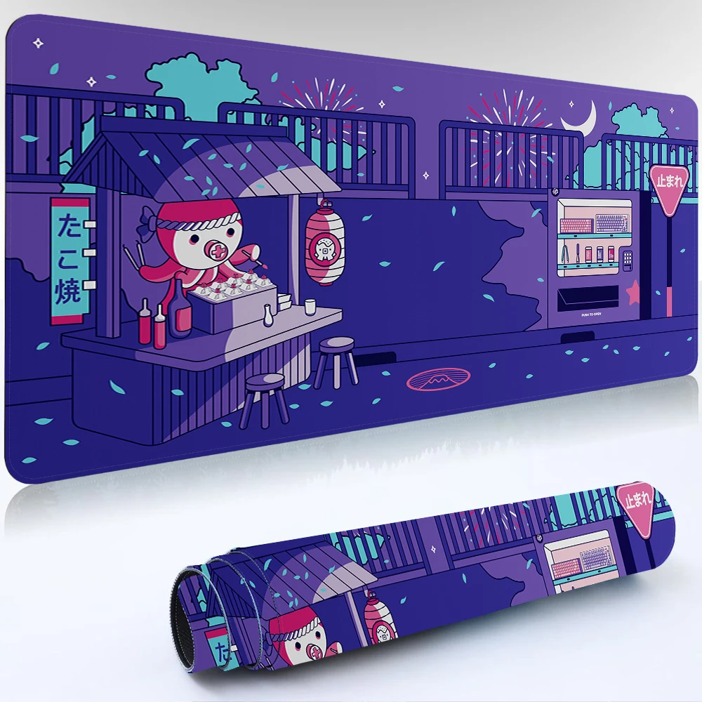 Japan Kawaii Anime Purple Deskmat,Mechanical Keyboard Gaming Mouse Pad Laptop Office Computer Table Lock Edge Deskpad Mouse Mats