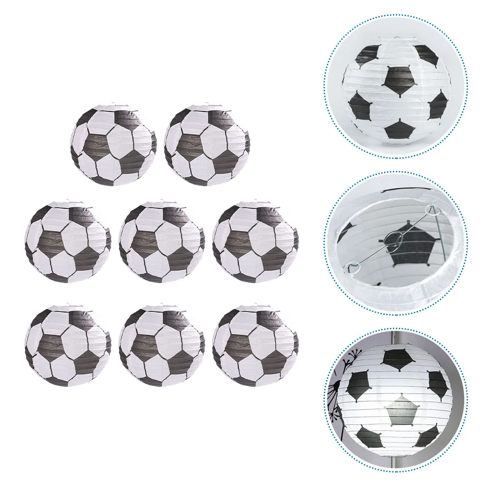 8 Pcs Football Paper Lantern Soccer Sports Balls Decorations Lanterns Lamp Kids Party Favors