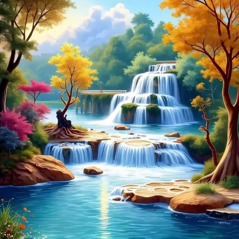 

CHENISTORY 5D DIY Diamond Painting Waterfall Scenery Cross Stitch Animal Diamond Embroidery Rhinestone Mosaic Art Crafts Home De