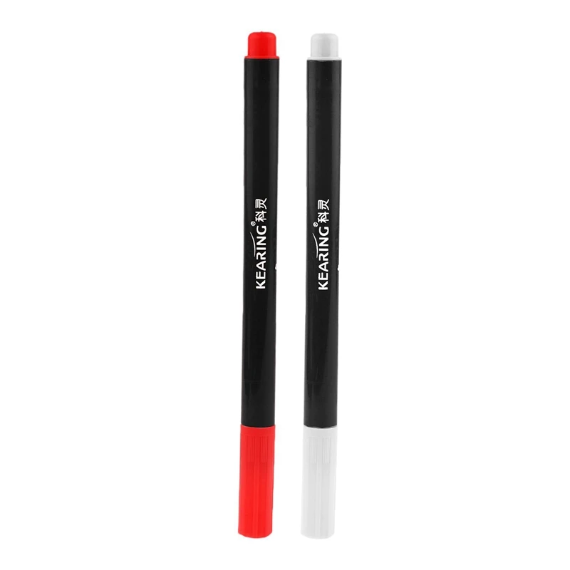 2 Pcs Fabric Marker Pens Permanent Colors For DIY Textile Clothes T-Shirt Shoes - Red & White