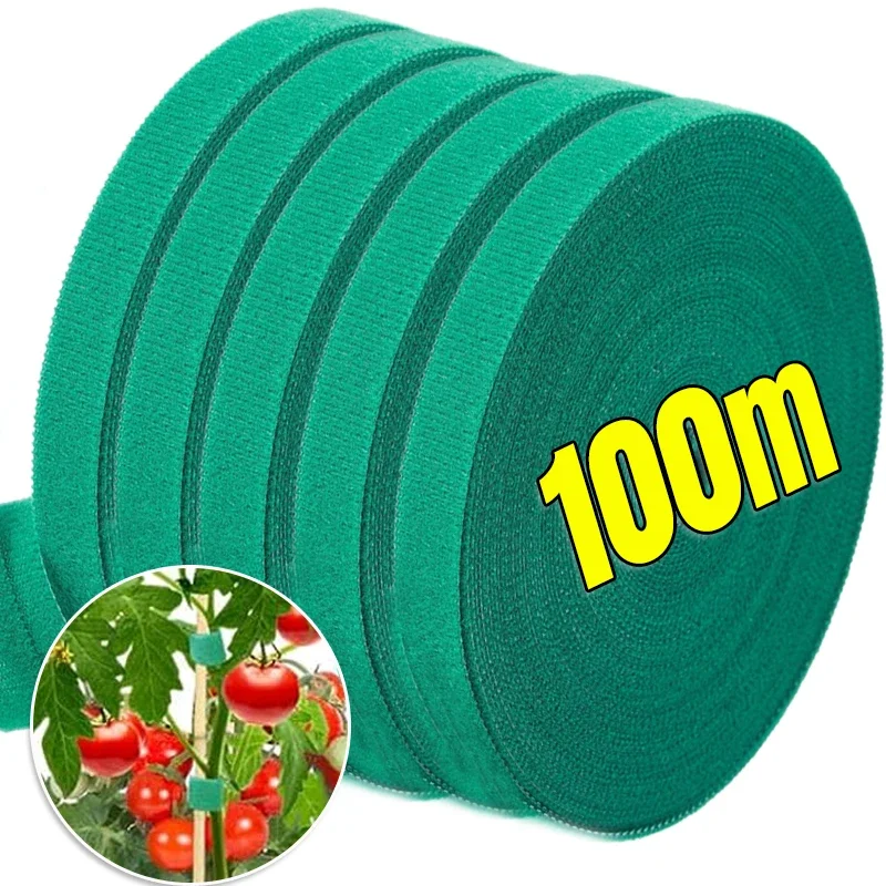 Self Adhesive Plant Nylon Cable Tie Green Adjustable Plants Hook Loop Support Garden Twine Bandage Reusable Fastener Tape Strips