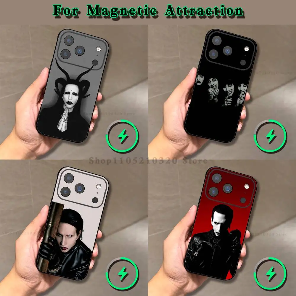 

M-Marilyn M-Manson Phone Case For iPhone 17,16,15,14,13,12,11,Pro,Max,Plus,E,Air,Mini Magnetic Magsafe Frosted Clear