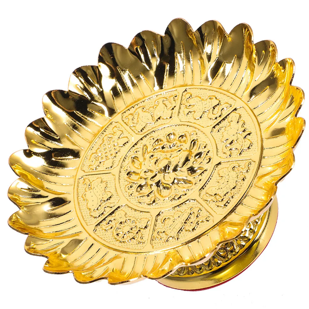 

Temple Fruit Offering Plate Plastic Retro Vintage Design Smooth Surface Easy Clean Home Decoration Buddhist Worship Accessory