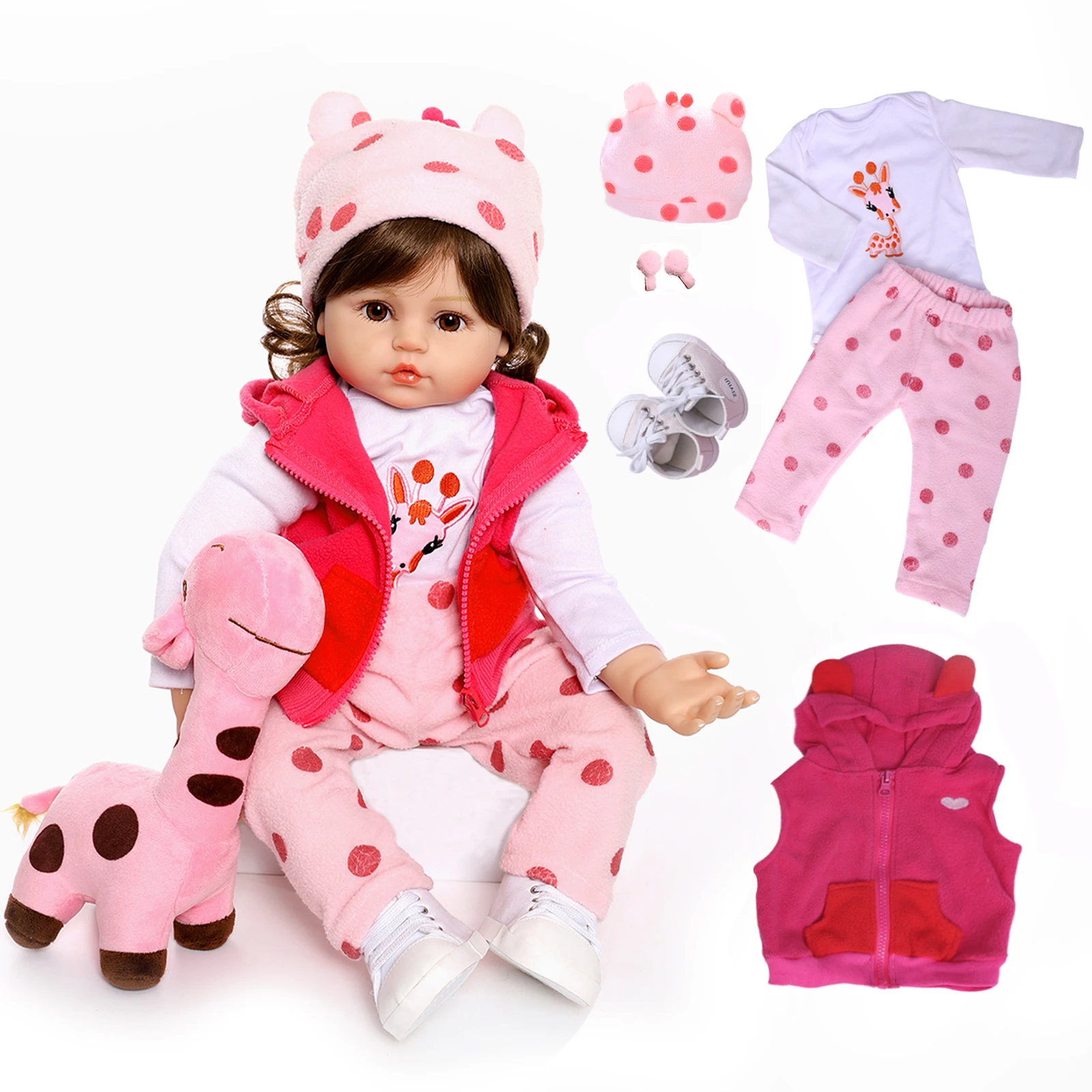 

Reborn Baby Doll 24 Inch 60 Cm Realistic Soft Silicone PP Cotton Body Simulation Real Toddler Kids Toy Holiday Gift