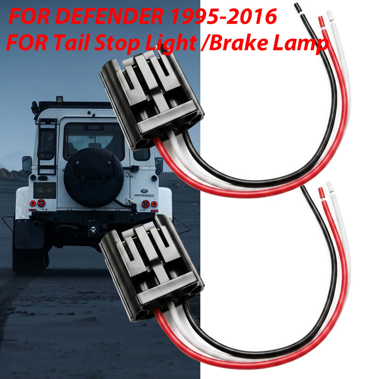 2PCS For Land Rover Defender 90 110 Discovery 2 STC4637 3Pin Stop Tail Lamp Brake Light Wiring Harness Extension Plug Connector