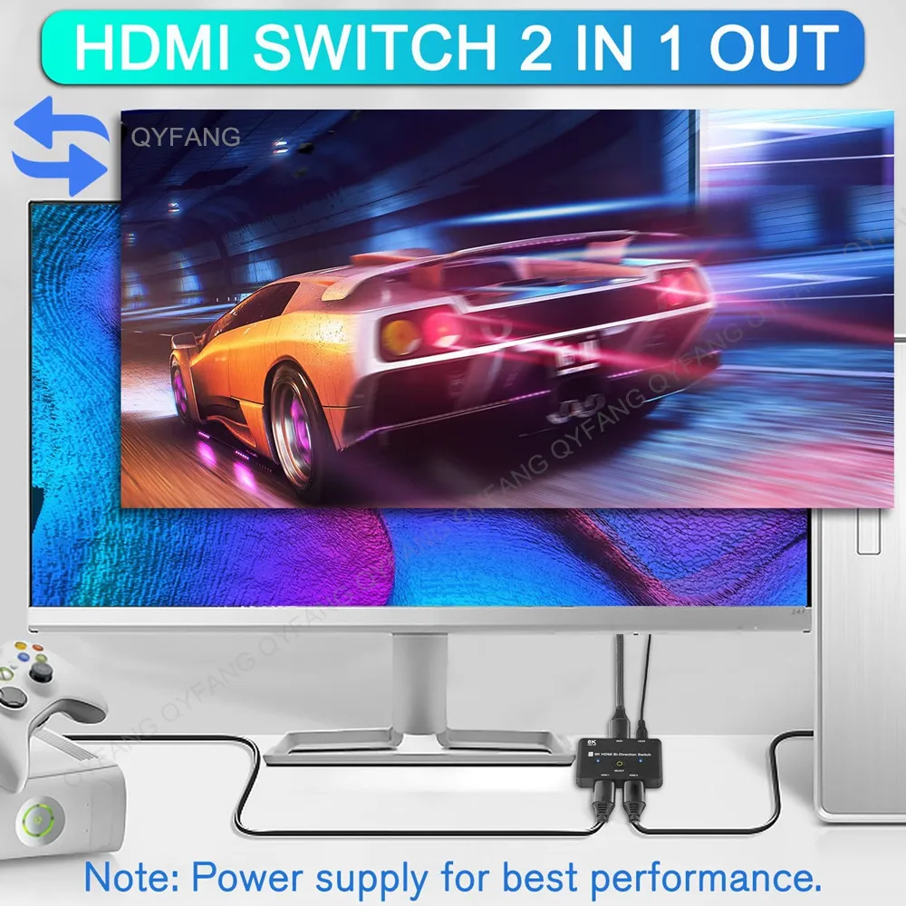 8K 4K HDMI-Compatible Switch 8K 60Hz 120Hz 2 in 1 Out HD 2.1 Bi-Direction Switcher Converter for PS5 Switcher Splitter Adapter