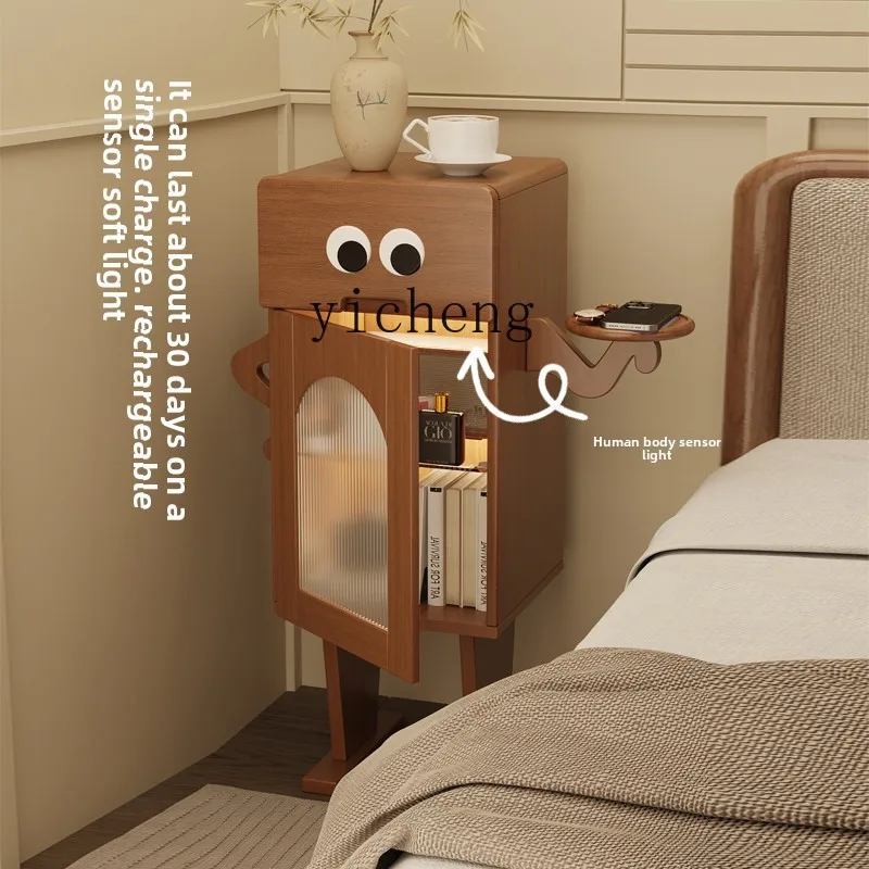 

H3-19 solid wood robot bedside table sofa side side living room locker creative bedside table