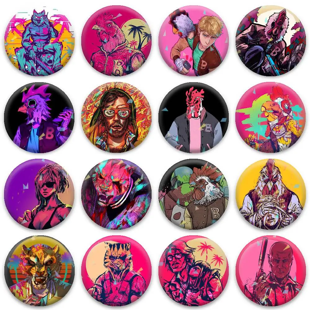 H-Hotline Miami Badges Niche Design Brooch for Backpack Lapel Pins Creative Accessories