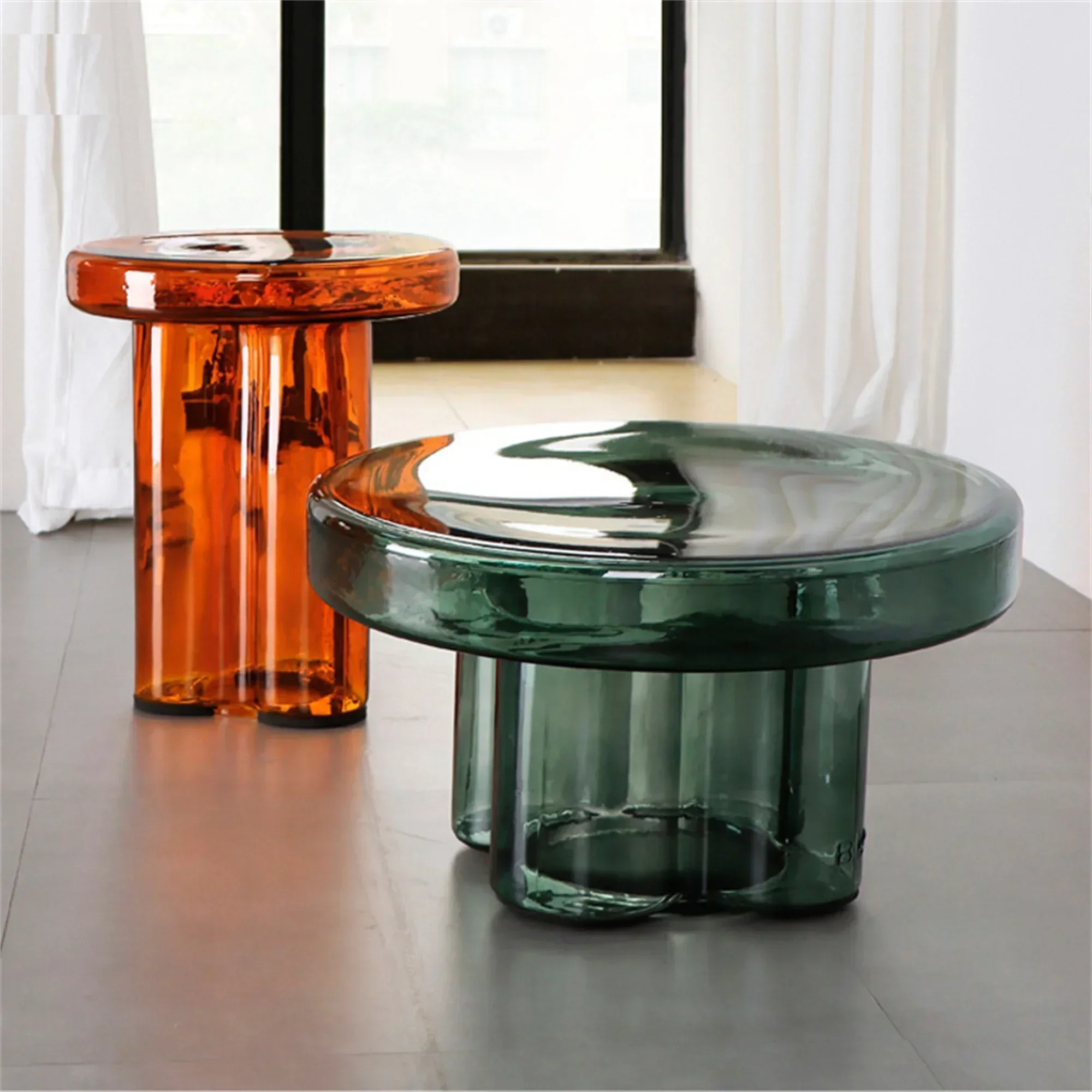 Mesa de centro de cristal de lujo con luz nórdica, mesa de centro combinada creativa con forma de pétalo para sala de estar, muebles creativos