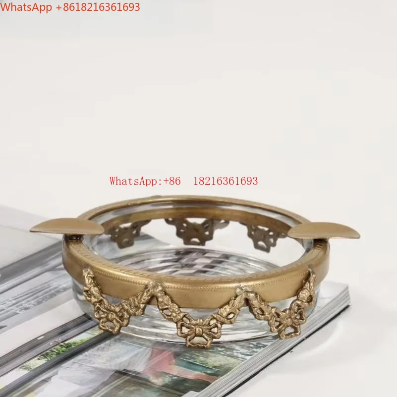 Limited Offer Brass Glass Ashtray, Nordic American Style Creative Tabletop Ornament For Home Living Room Office Decor