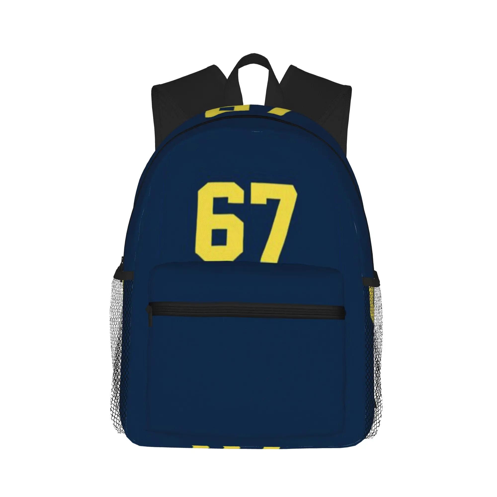 

Sixty seven maize and blue Jersey number 67 seventh Casual Backpack for Students and Adults Man backpack