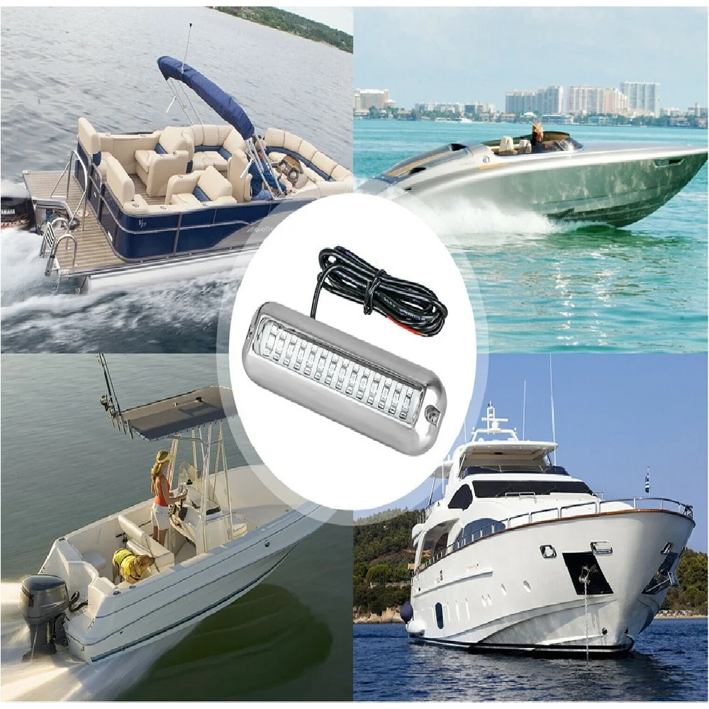27LED/42LED Yacht Underwater Light Car Light 12V 24V Marine Navigation Light Stainless Steel Waterproof Marine Boat Lamp