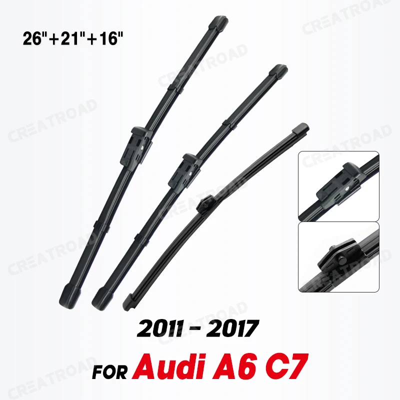 

wycieraczki przedniej i tylnej wycieraczki LHD do Audi A6 C7 2011-2017 Szczotki przeciwdeszczowe szyby przedniej 26"+21"+16"