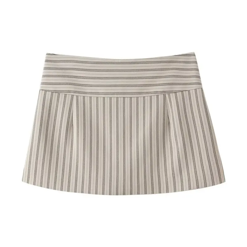 Low Waist Women's Fashion Stripe Decorative Buttoned Skirt Pants 2026 Early Autumn New Arrival Versatile Ladies' Premium Skirts