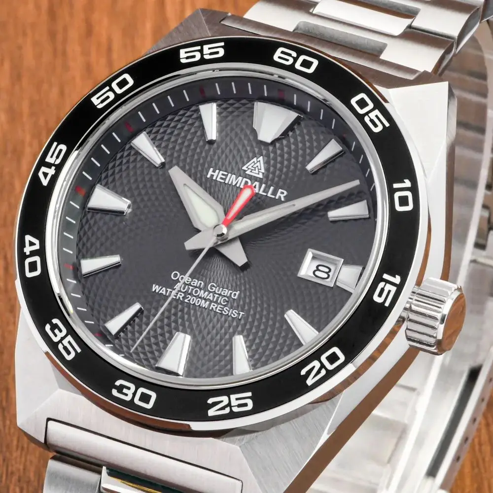 Heimdallr ساعة أوتوماتيكية للرجال 43 مللي متر ساعة يد ميكانيكية عسكرية 20ATM مقاومة للماء C3 مضيئة الياقوت NH35 #5