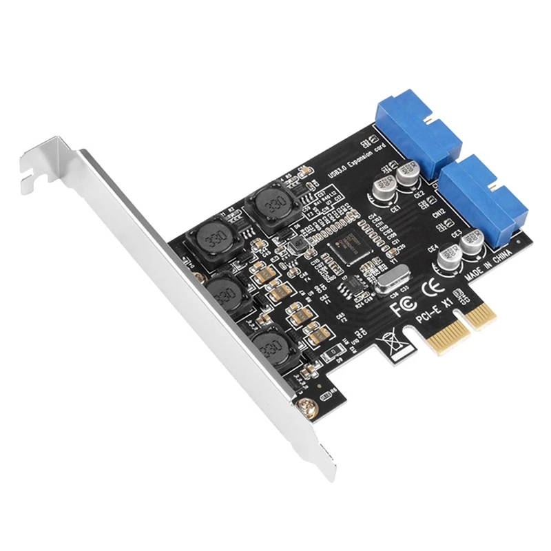 

Плата расширения PCIE на два порта, 19PIN USB 3,0 карта PCI-E на PCI 20Pin Male порты, адаптер-удлинитель для настольного компьютера