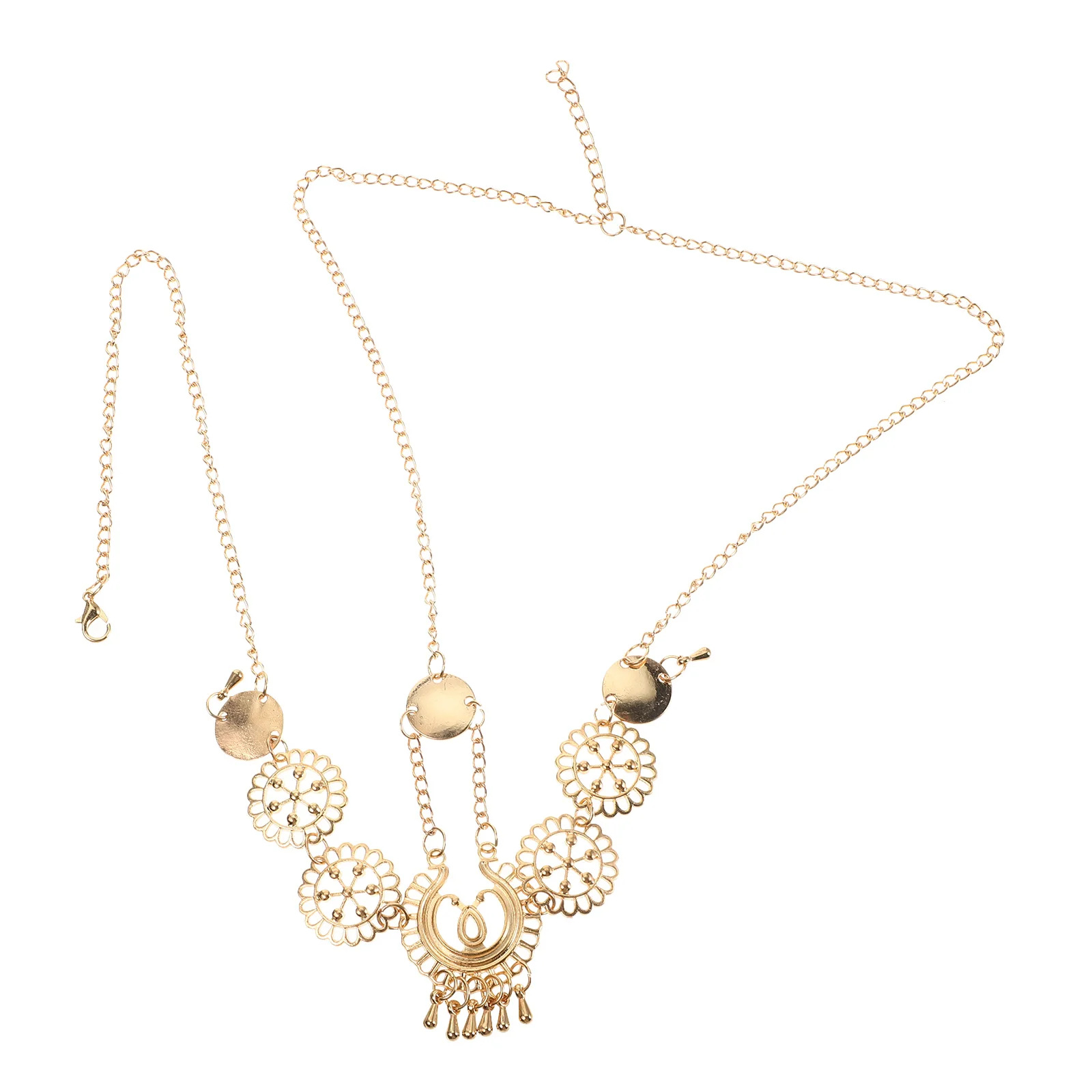 

Golden Forehead Chain Vintage Boho Headb Decorative Hair Chains Women Travel Photoshoot Long Tassel Headpiece Jewelry