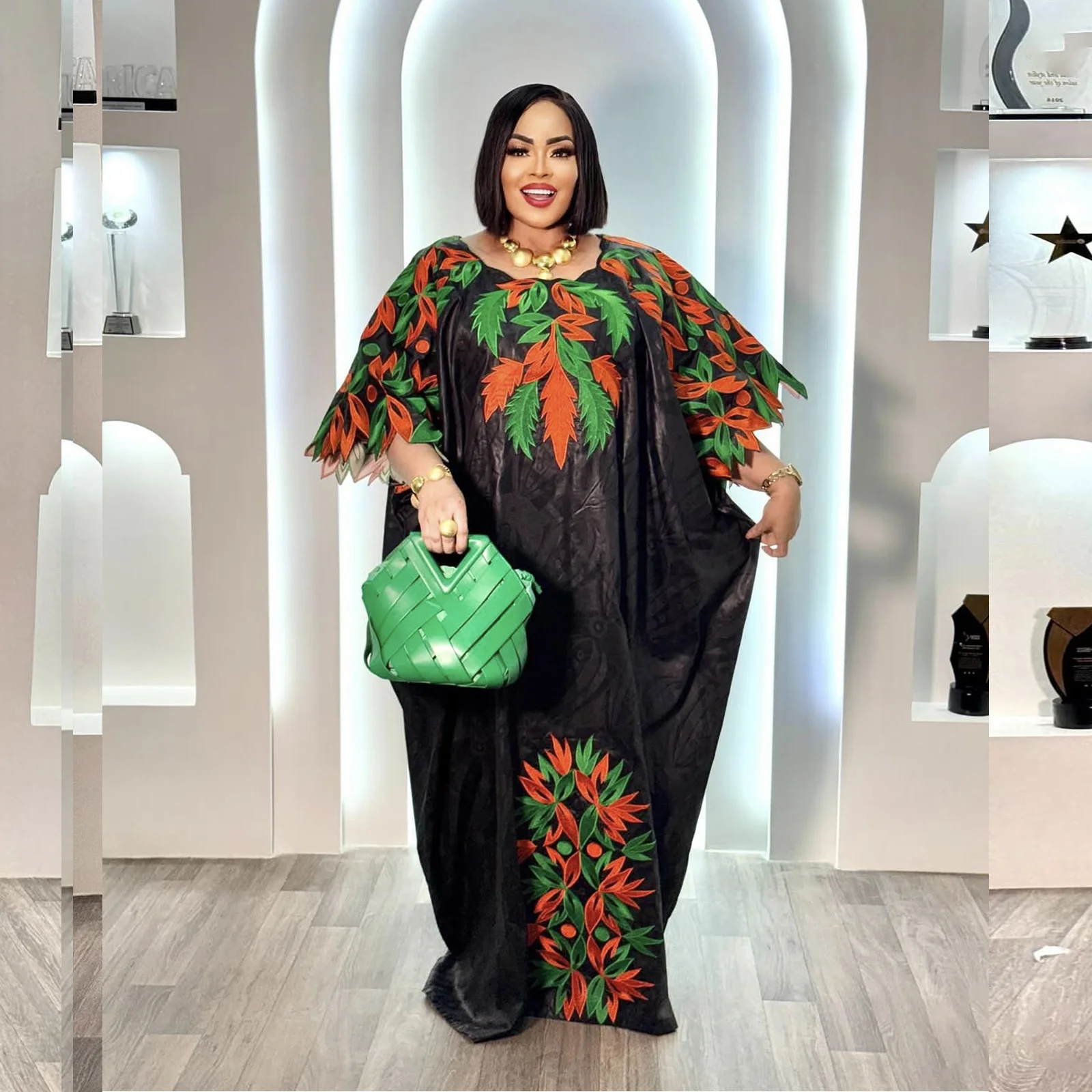 African Dresses For Women Luxury Boubou Material Rich Embroidery Design Long Dress