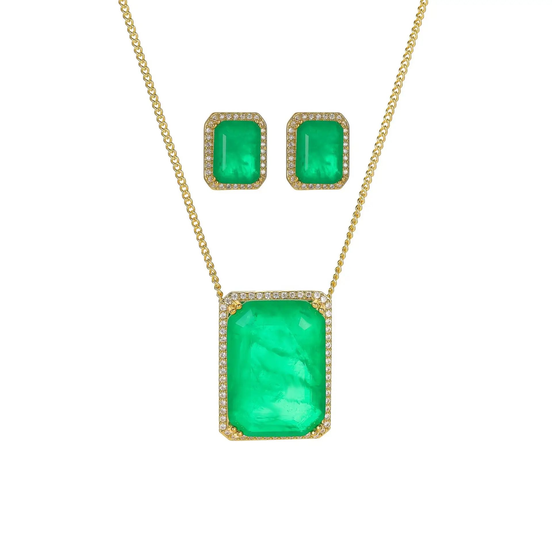 14K Gold Huge Emerald Pendant Sterling Silver Party Wedding Pendants Chocker Necklace For Women Bridal Engagement Jewelry view 5