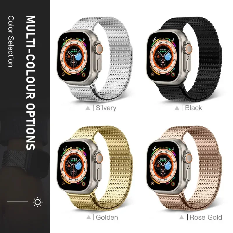 شبكة معدنية مغناطيسية لساعة أبل ، سوار من الفولاذ المقاوم للصدأ لساعة iWatch SE6 5 ، Ultra 2 ، 49 ، 42 ، 44 ، 45 ، 40 ، 41