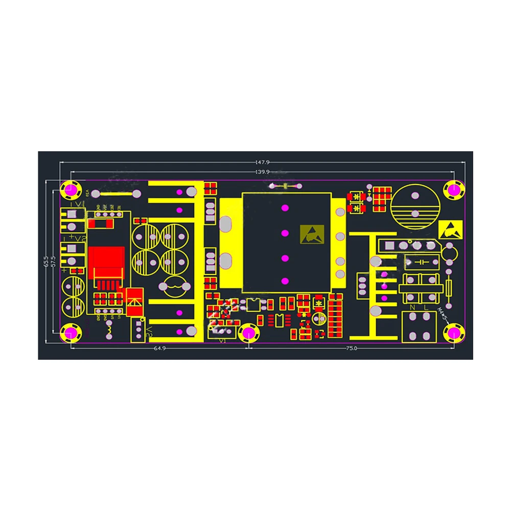 Dual Voltage Adjustable Switching Power Supply Board 220W High Power Iindustrial Power Module Bare Board 9A/5A Dual Current