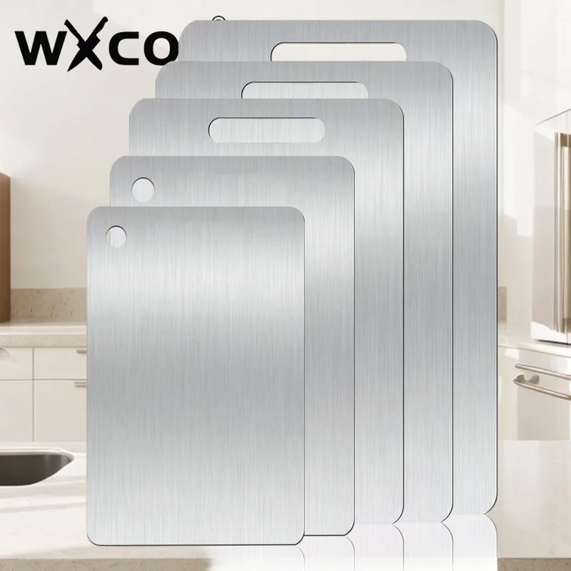 

WXCOO 1PC Double Sided Cutting Board Chopping Board for Kitchen Stainless Steel Fruit Vegetables Baby Food Kneading Dough Board