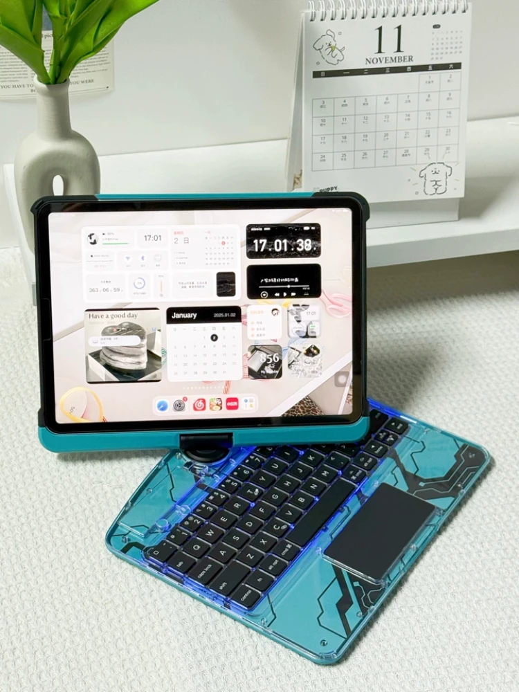 Iface Mall Magic Keyboard For Ipad & Air Multiple Models Transparent Crystal 360° Rotating Bluetooth Keyboard Case