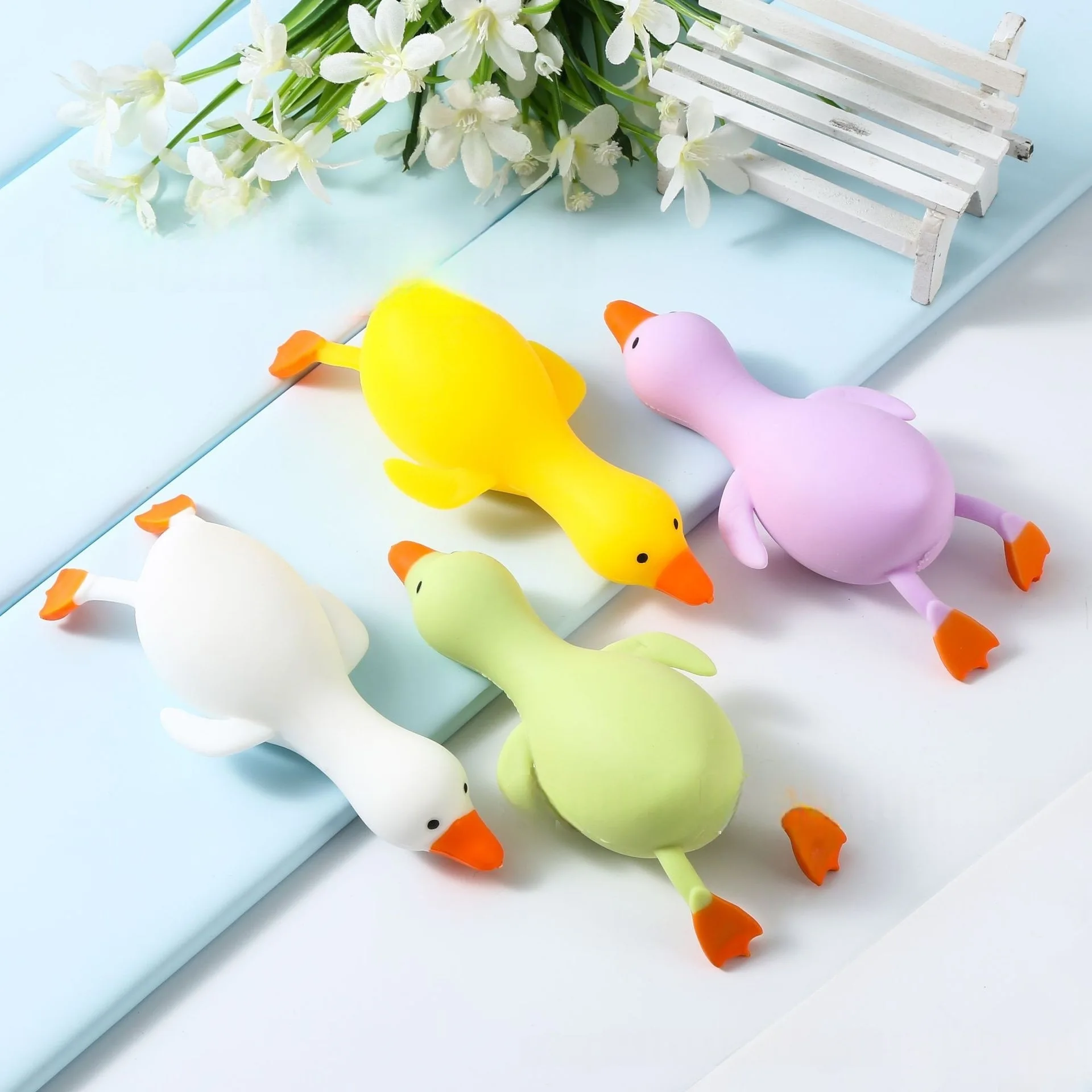 026 New Squeeze Duck Mochi Squishy Toy, Cute White Goose Stress Relief Fidget Toy, Slow Rebound Cartoon Squeeze Toy for Kids view 4