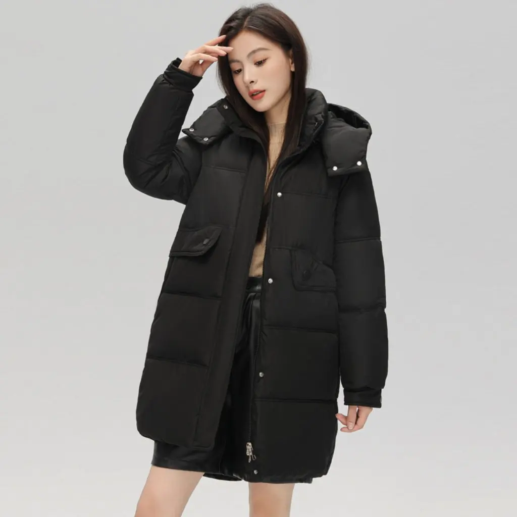 

Women's Detachable Hat Cotton-Padded Coat Mid-Length Korean Style Loose Slimming Design Thickened Winter Outerwear