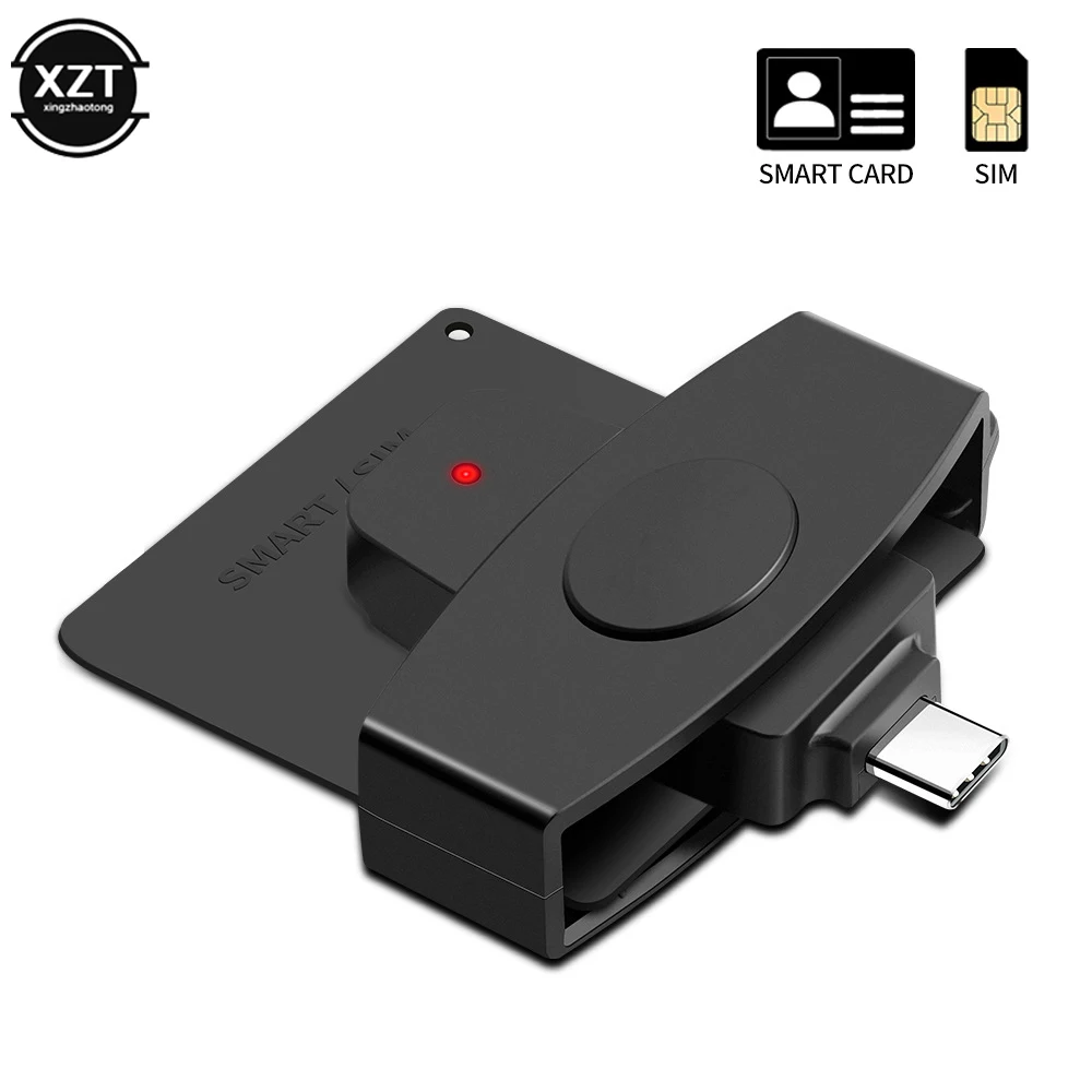 62*24mm USB Type C Smart CAC Card Reader Bank Tax Declaration SIM Card/IC Card/ID Card Reader Adapter for Windows Mac/Android OS