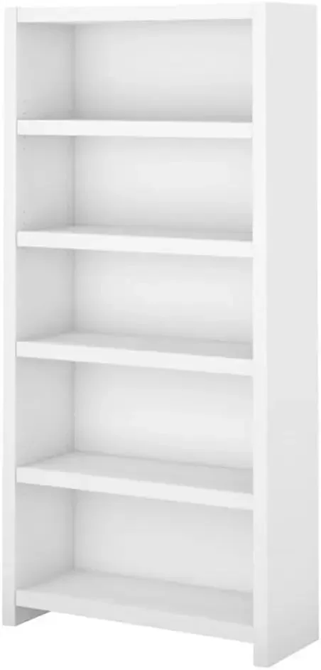 (Set of 2) Modern 5 Shelf Bookcase in Pure White