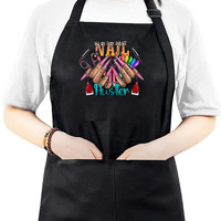 Black Polyester Printed Color Logo Nail Salon Flower Shop Cooking Adjustable Neck Antifouling Work Apron