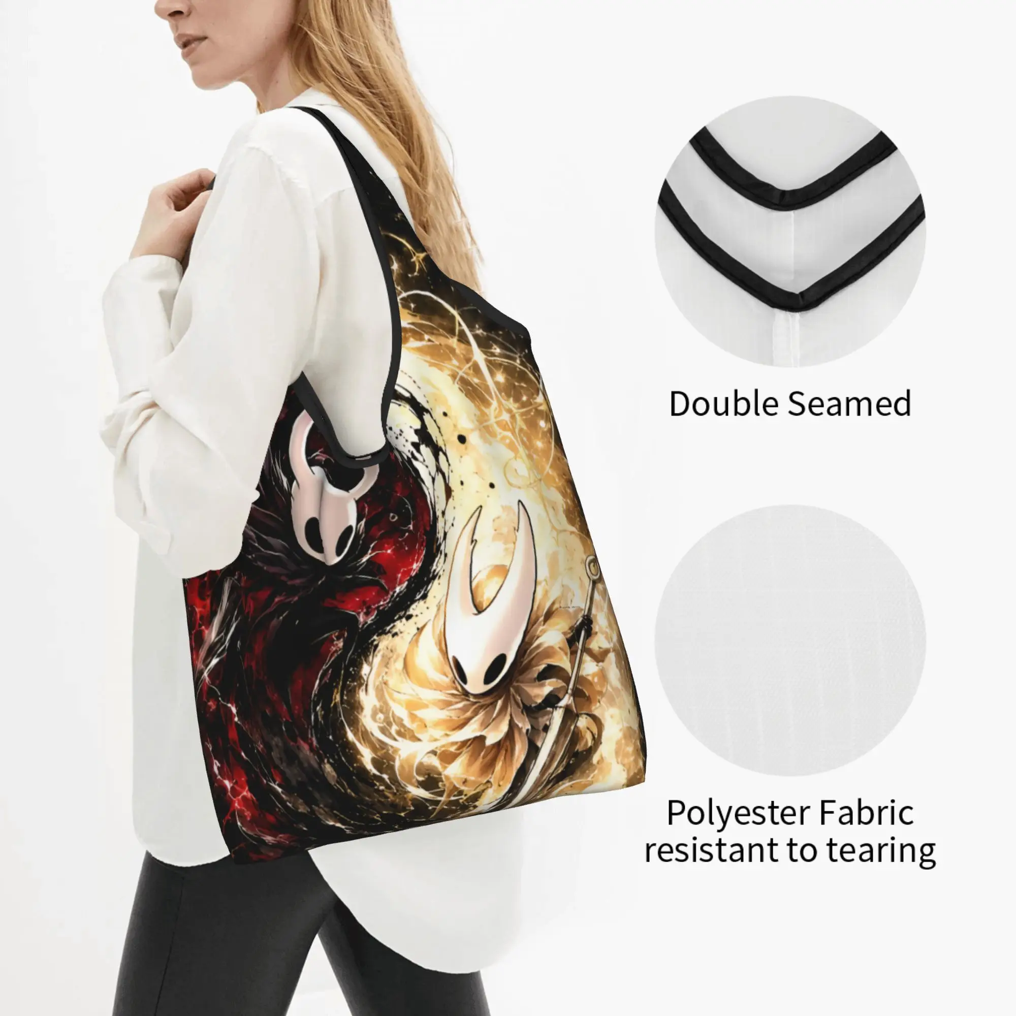 S-Silksonges Cartoon Game Grocery Shopping Tote Bag Women Kawaii Hot Comic Shopper Shoulder Bag Big Capacity Handbags