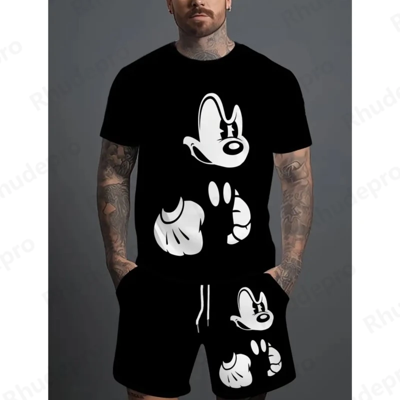 

Disney Summer Fashion Series Hip Hop Street Style 3D Printed T-shirt And Shorts Suit Unisex Casual Round Neck T Shirt Set