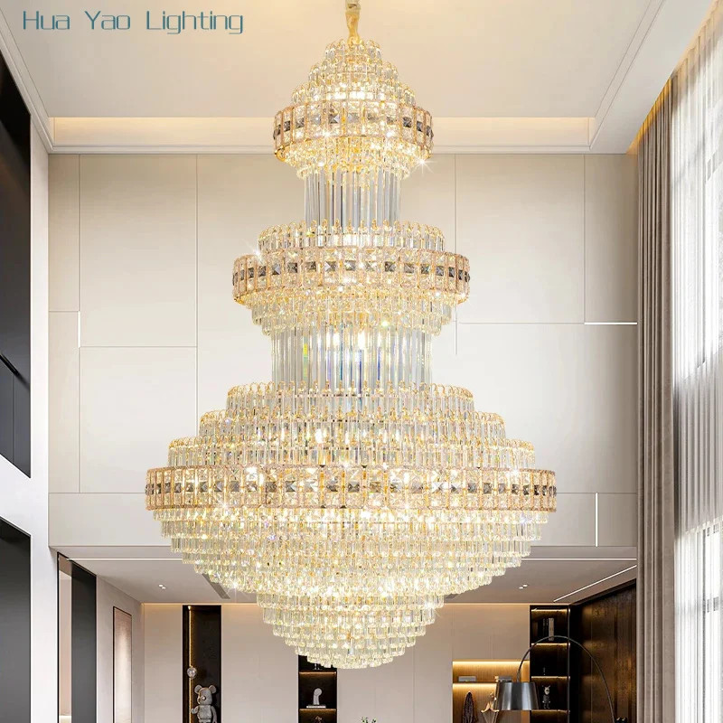 Duplex Villas Luxury Loft Living Rooms, Crystal Chandeliers Modern Light Luxury Hotels, Lobbies, Sales Offices Lighting Fixtures