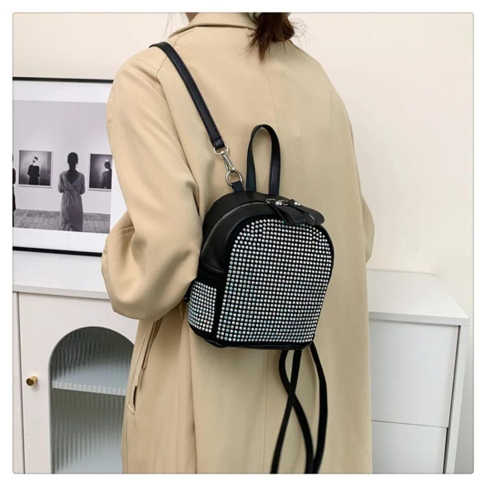 Zaino femminile PU piccole ragazze adolescenti moda per il tempo libero borsa a tracolla con cerniera zaino da donna ad alta capacità Mini zaino da