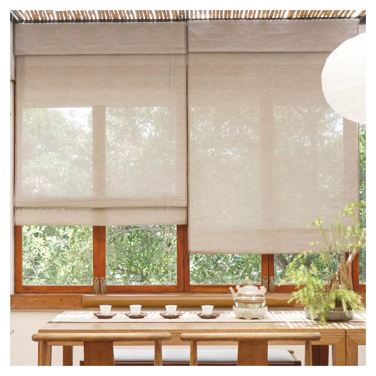 Electric Roman Blinds Linen Curtains Folding for The Living Room Dining Room Office Villa Balcony Roman Curtain