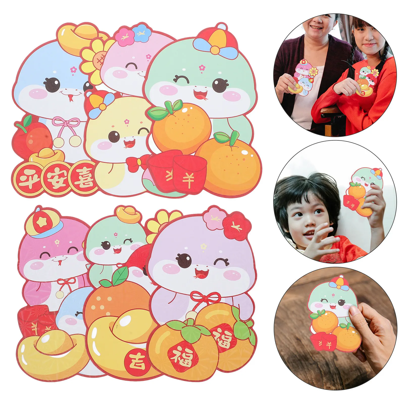 30Pcs 2025 Year of The Snake Red Envelopes Cartoon Hong Bao 3D Cute Design for Lunar New Year Good Luck Money Gifts Family