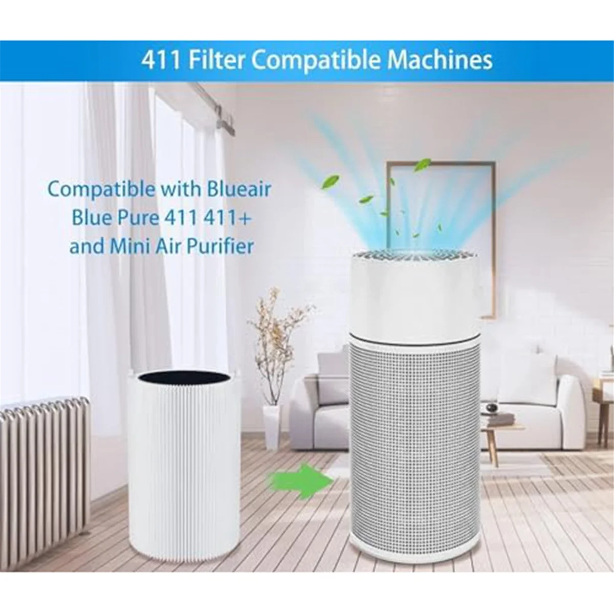 A14G-Air Purifier Filter Replacement 411 for Blue Pure 411+,411 Auto & Mini HEPA Particle and Activated Carbon Filter